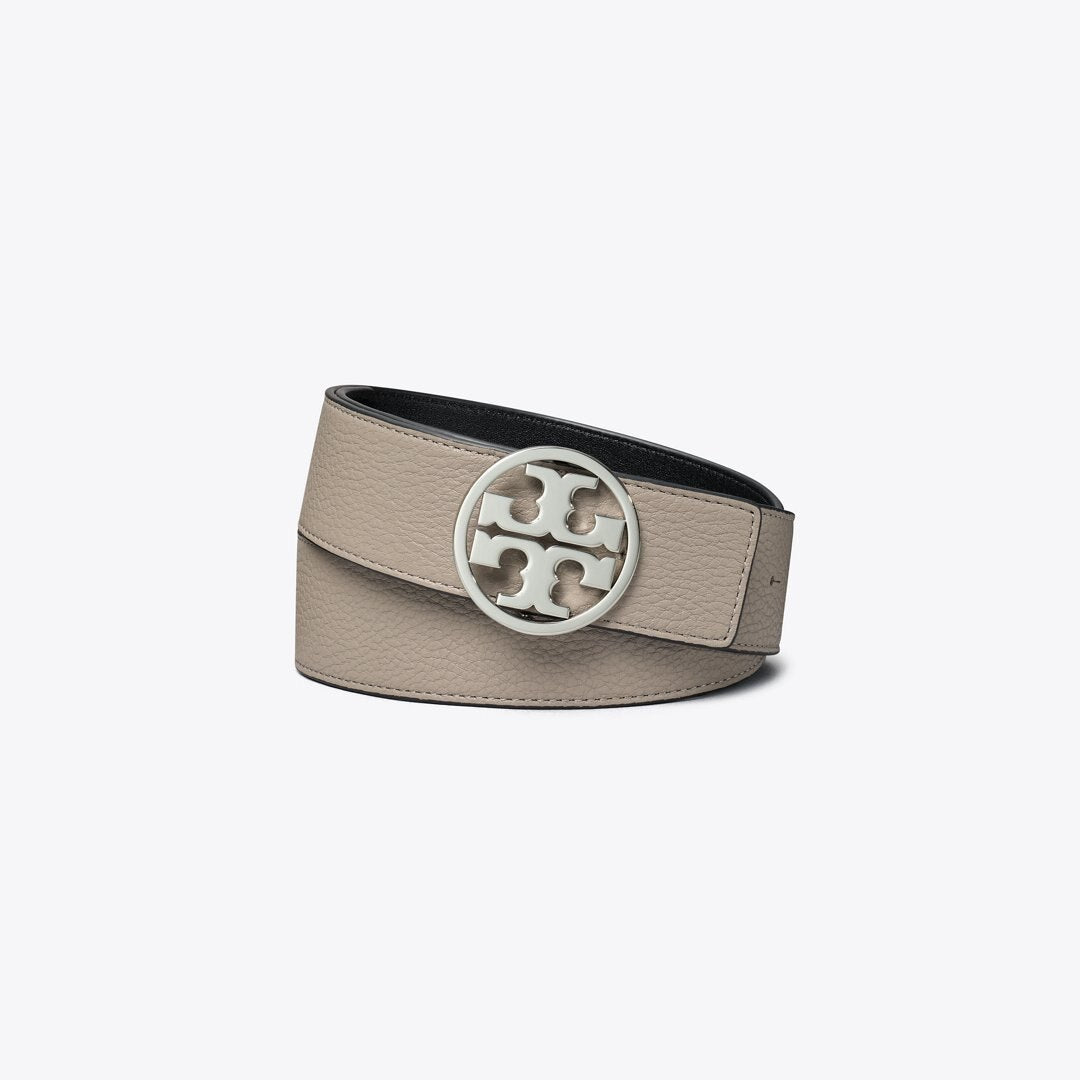 Tory Burch 1.5" Miller Reversible Belt Gray Heron / Black / Silver