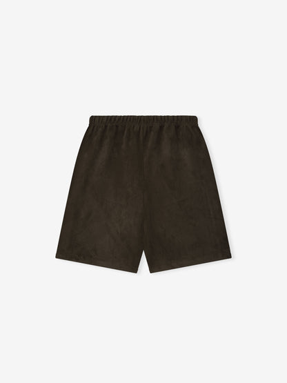 Essentials Suede Fleece Relaxed Short Brown