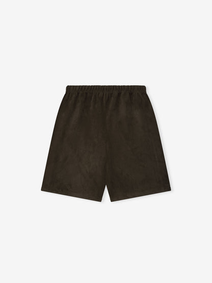 Essentials Suede Fleece Relaxed Short Brown