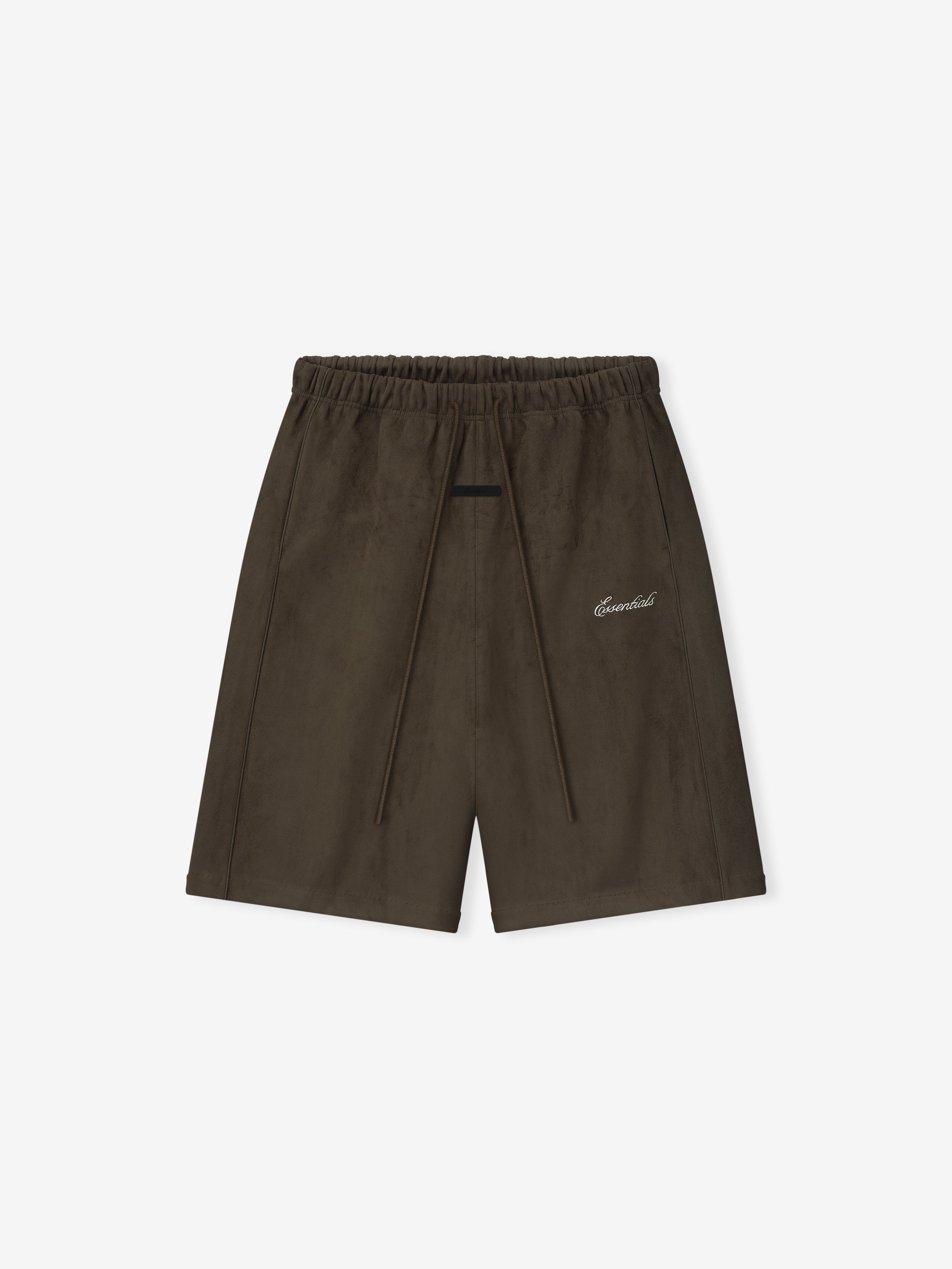 Essentials Suede Fleece Signature Relaxed Sweatshort W/ Piping Brown