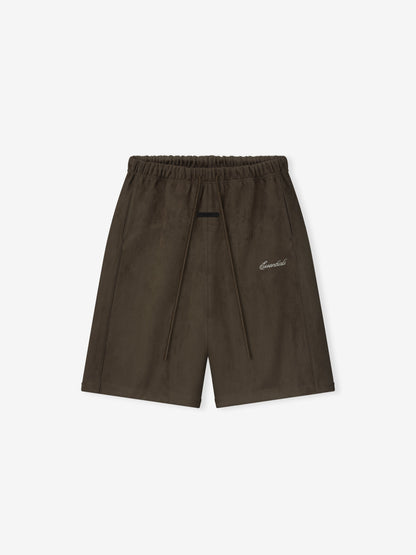 Essentials Suede Fleece Signature Relaxed Sweatshort W/ Piping Brown