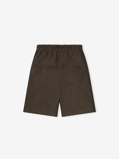 Essentials Suede Fleece Signature Relaxed Sweatshort W/ Piping Brown