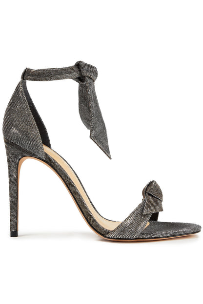 Alexandre Birman Clarita Bow-Detailed Lam Sandals Gunmetal Women's