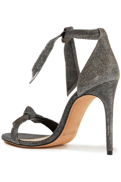 Alexandre Birman Clarita Bow-Detailed Lam Sandals Gunmetal Women's