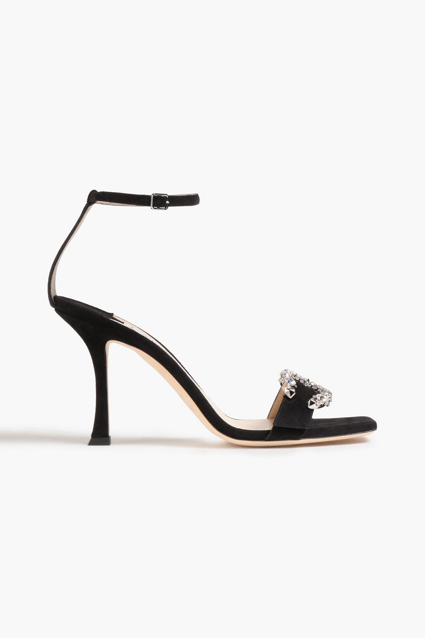 Jimmy Choo Marsai 90 Embellished Suede Sandals Black Women's
