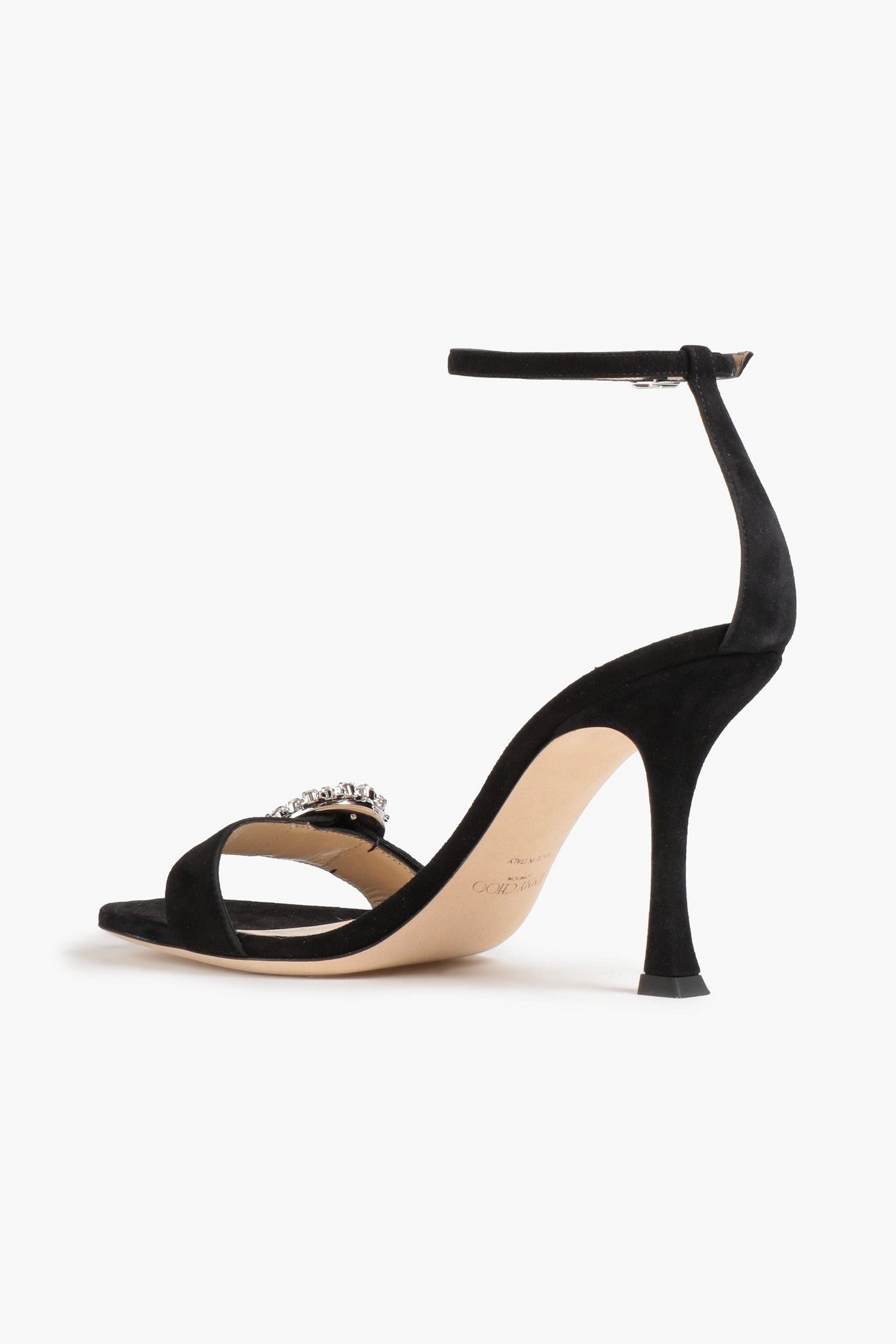 Jimmy Choo Marsai 90 Embellished Suede Sandals Black Women's