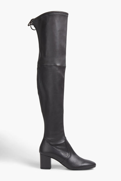 Stuart Weitzman Genna 60 Leather Thigh Boots Dark Gray Women's