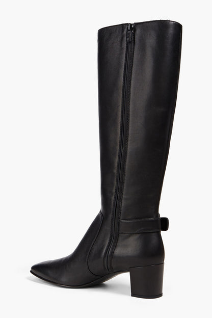 Roger Vivier Polly Buckle-Embellished Leather Knee Boots Black Women's