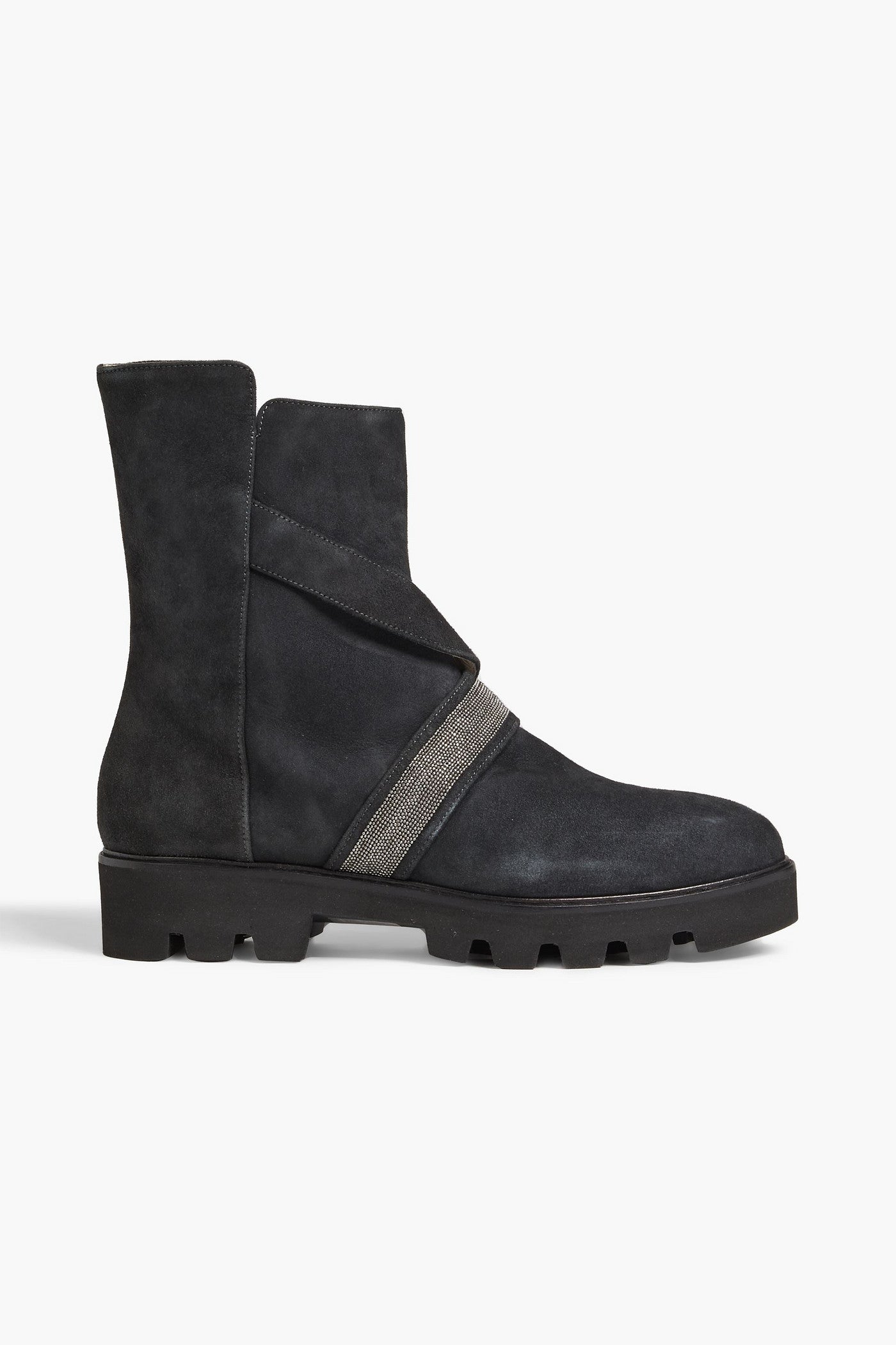 Fabiana Filippi Elisa Embellished Suede Ankle Boots Charcoal Women's