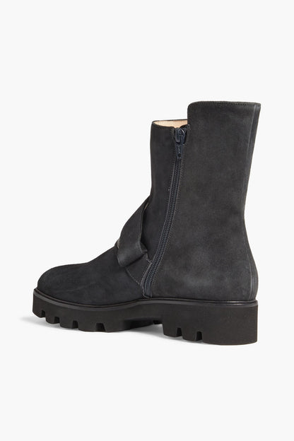 Fabiana Filippi Elisa Embellished Suede Ankle Boots Charcoal Women's