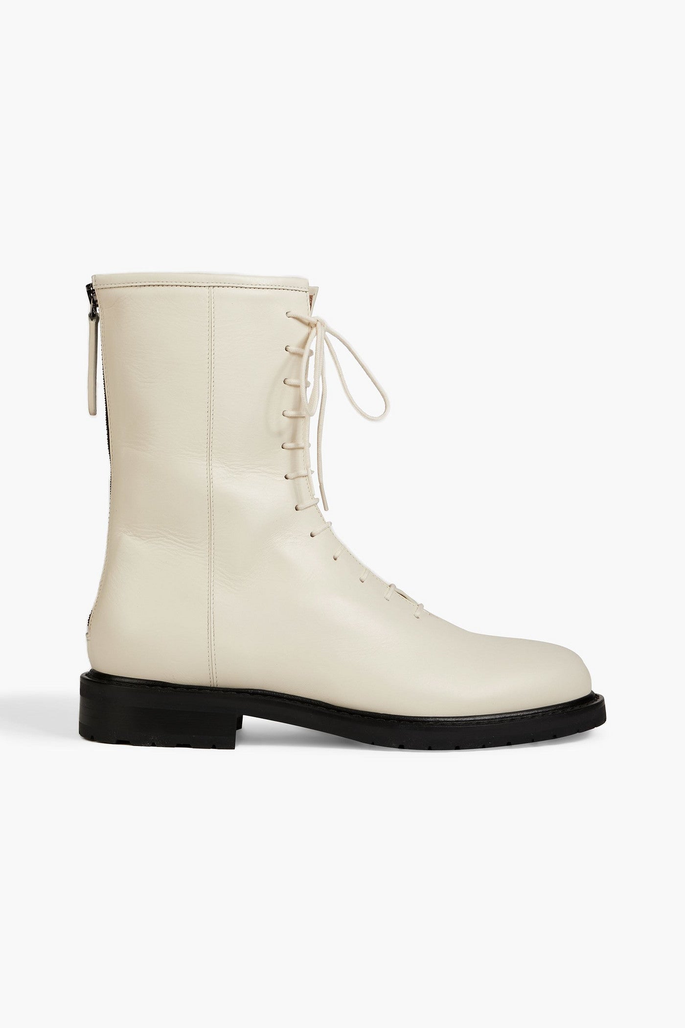 Legres Lace-Up Leather Ankle Boots Off-White Women's