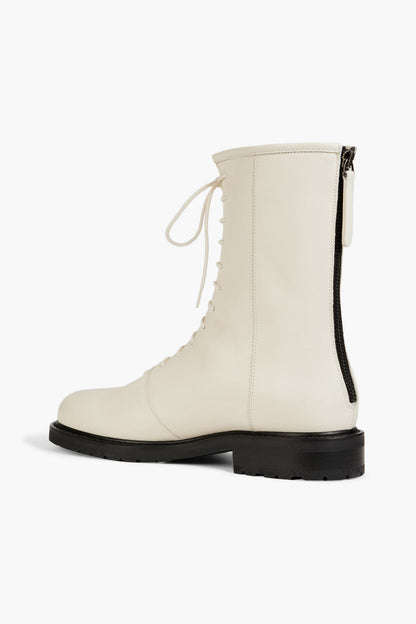 Legres Lace-Up Leather Ankle Boots Off-White Women's