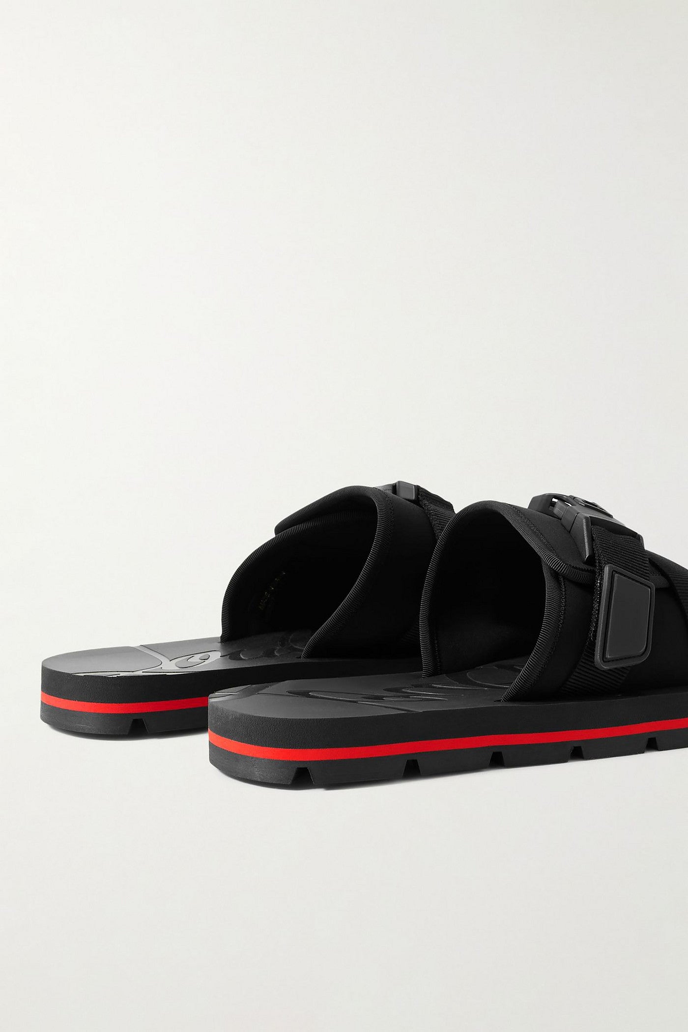 Christian Louboutin Siwa Buckled Grosgrain-Trimmed Neoprene Slides Black