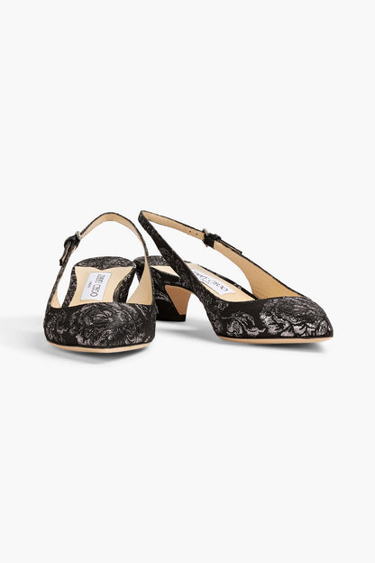 Jimmy Choo Gemma 40 Metallic Brocade Slingback Pumps Silver Women's