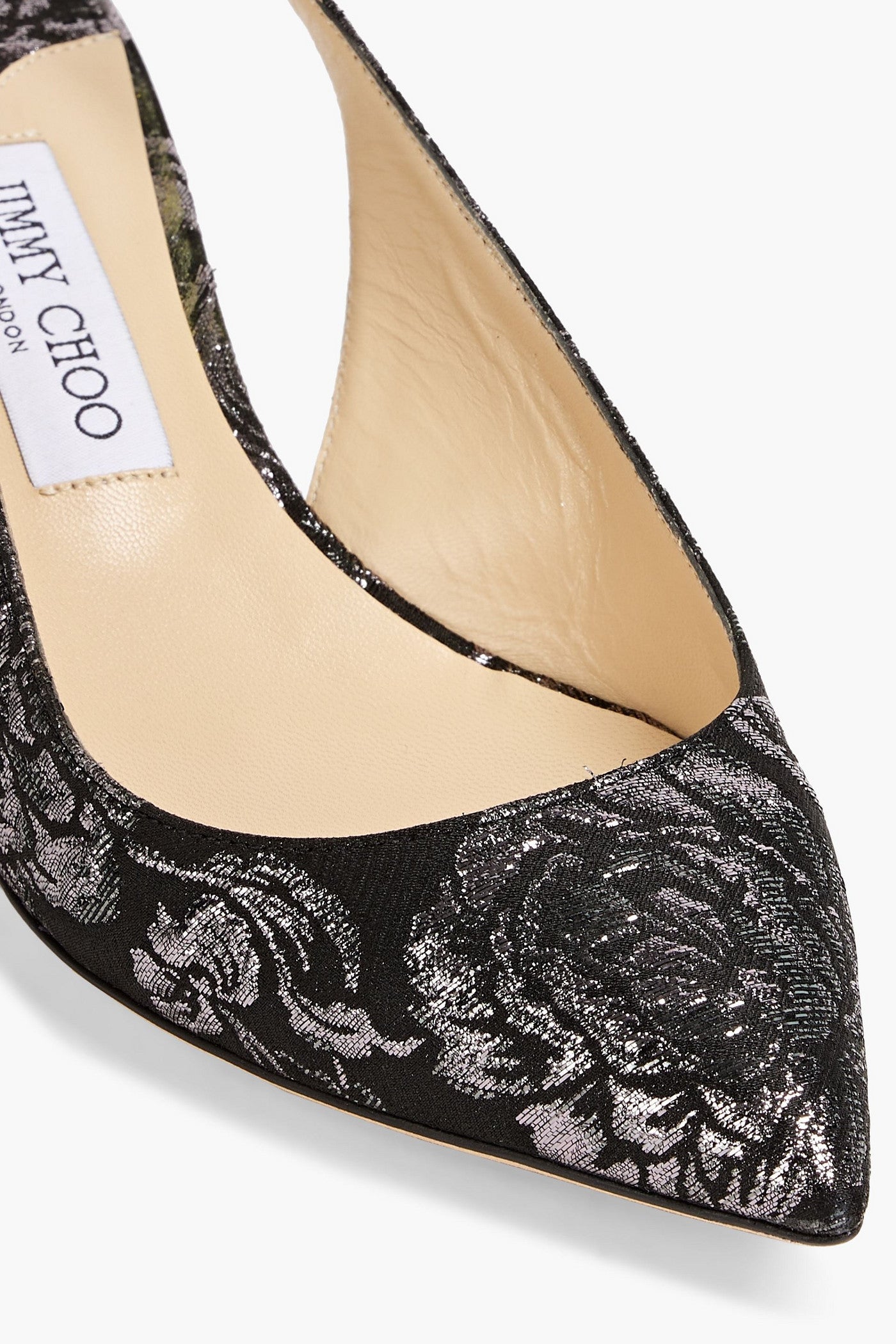 Jimmy Choo Gemma 40 Metallic Brocade Slingback Pumps Silver Women's