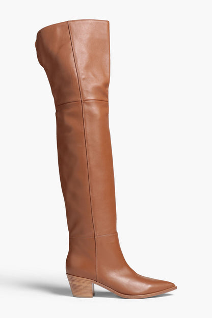 Gianvito Rossi Leather Thigh Boots Light Brown Women's