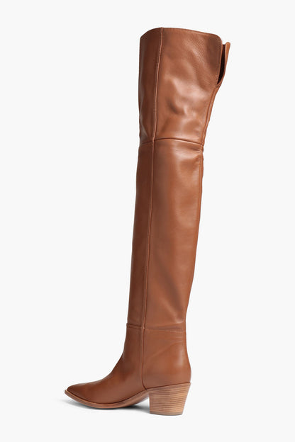 Gianvito Rossi Leather Thigh Boots Light Brown Women's