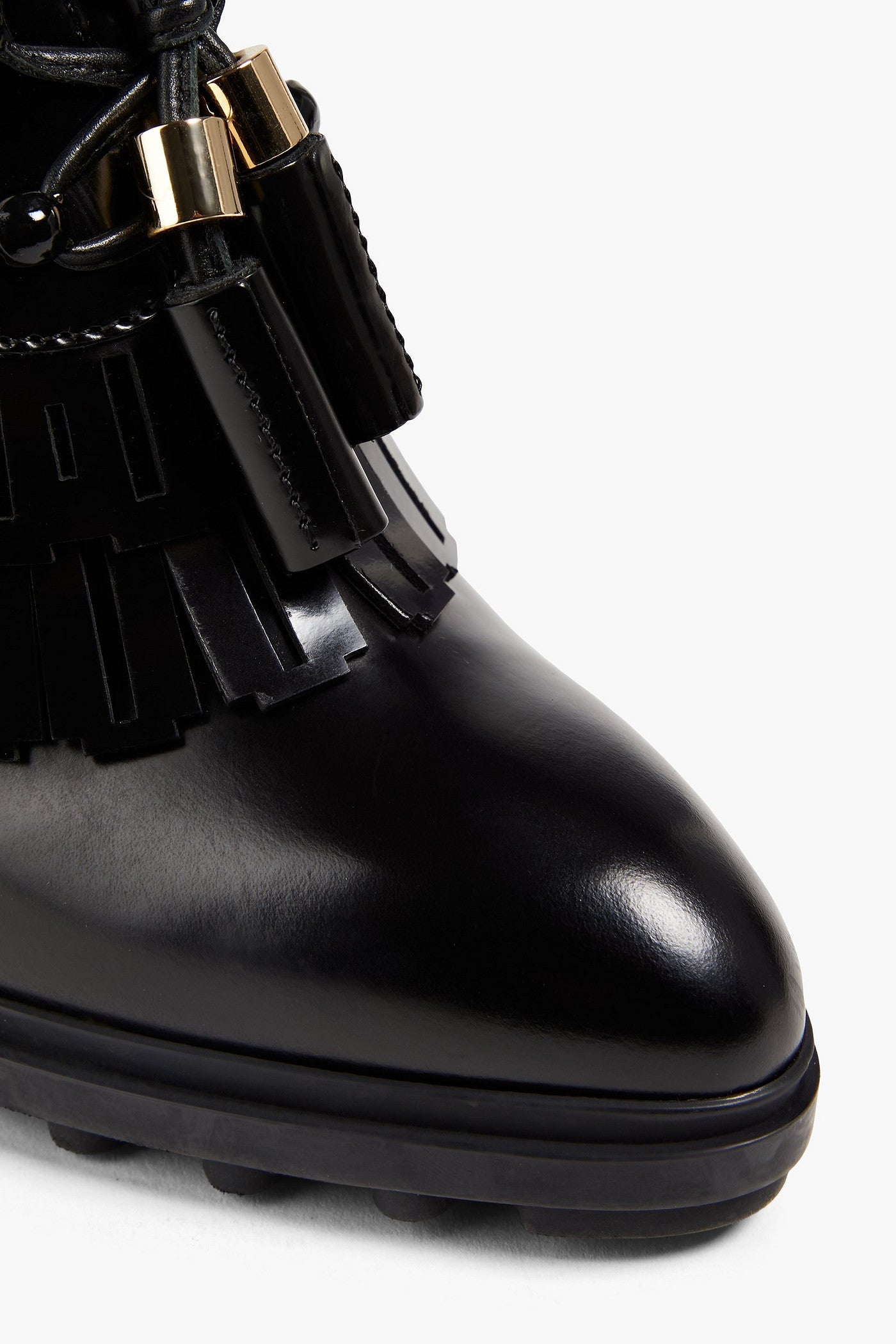 Tod's Fringed Laser-Cut Leather Pumps Black Women's