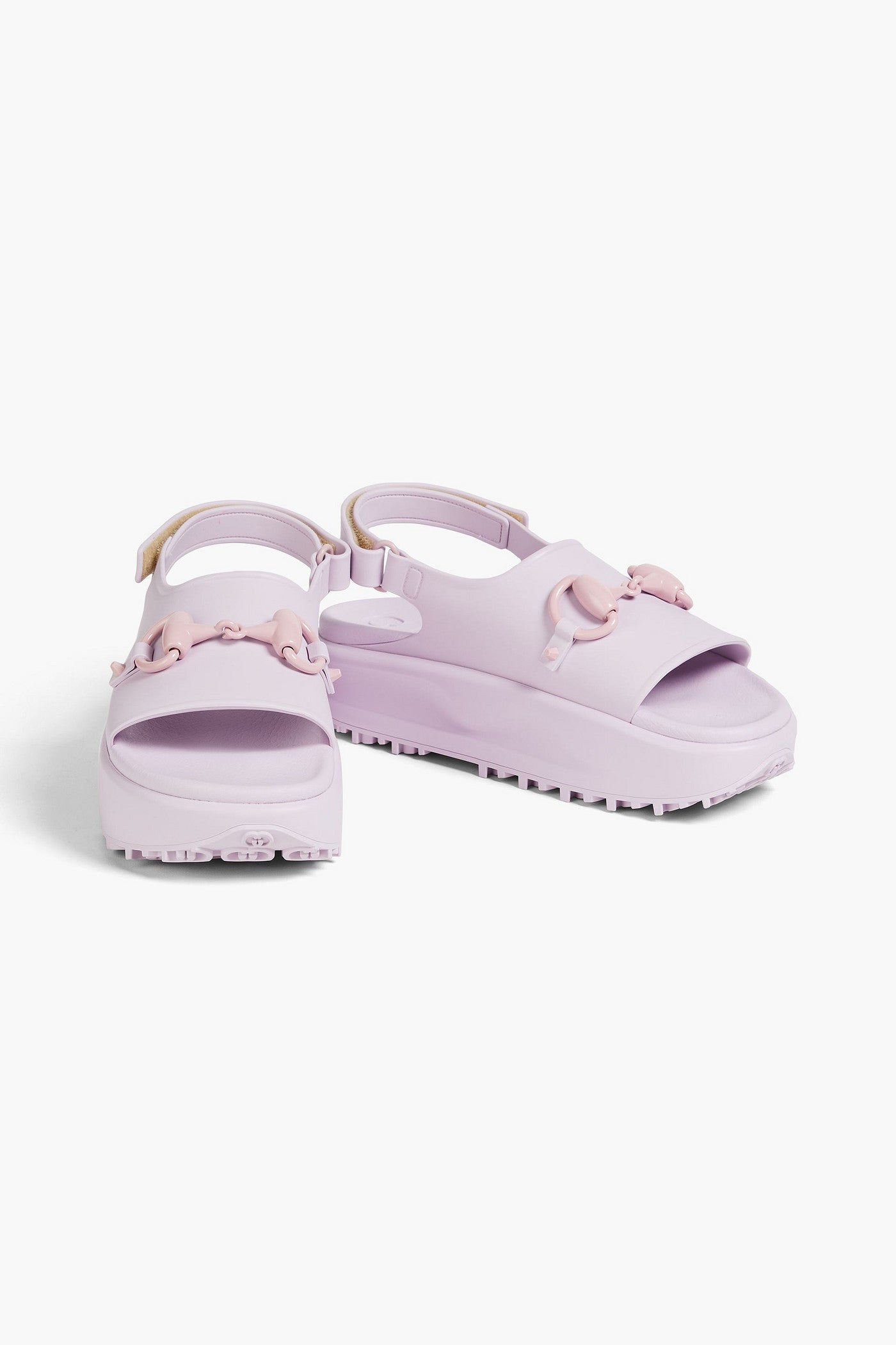Gucci Embellished Rubber Platform Slingback Sandals Lilac Women's