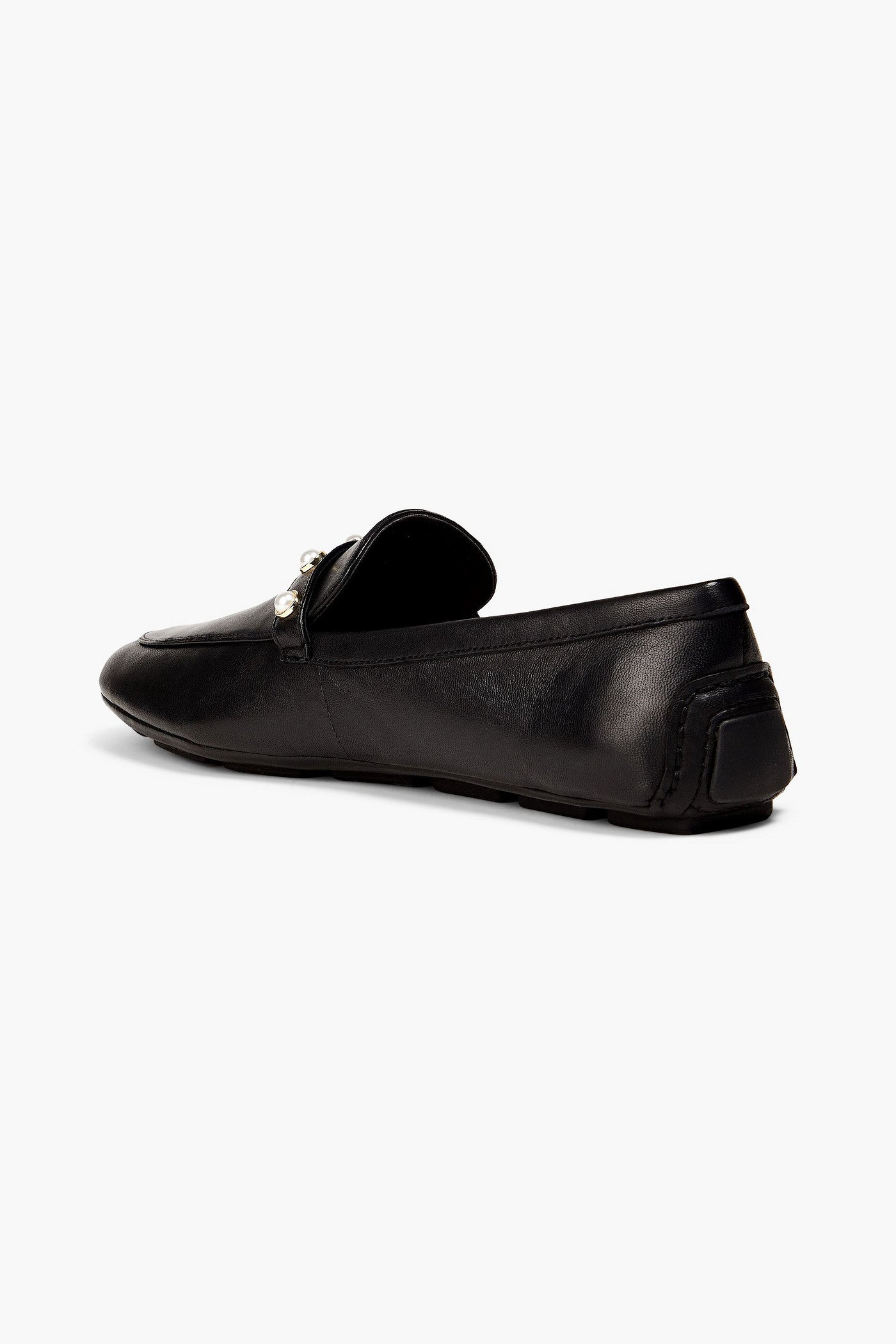 Stuart Weitzman Allpearls Embellished Leather Loafers Black Women's