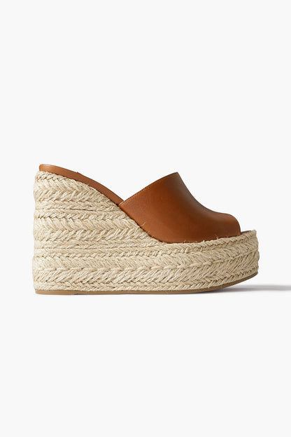 Christian Louboutin Ariella Zeppa 130 Leather Wedge Mules Brown Women's