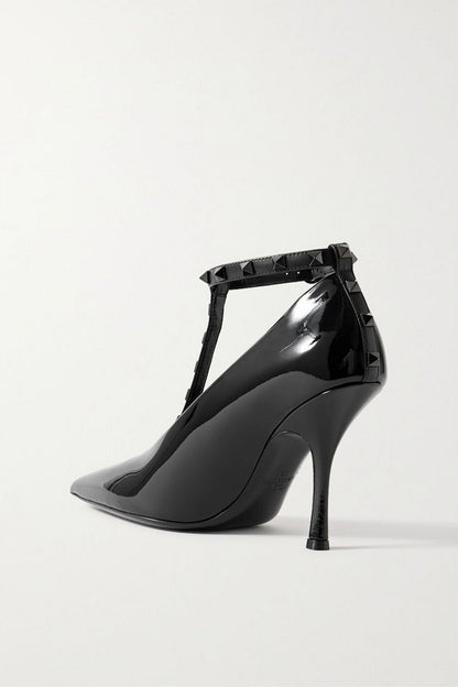 Valentino Garavani Rockstud Patent-Leather Pumps Black Women's
