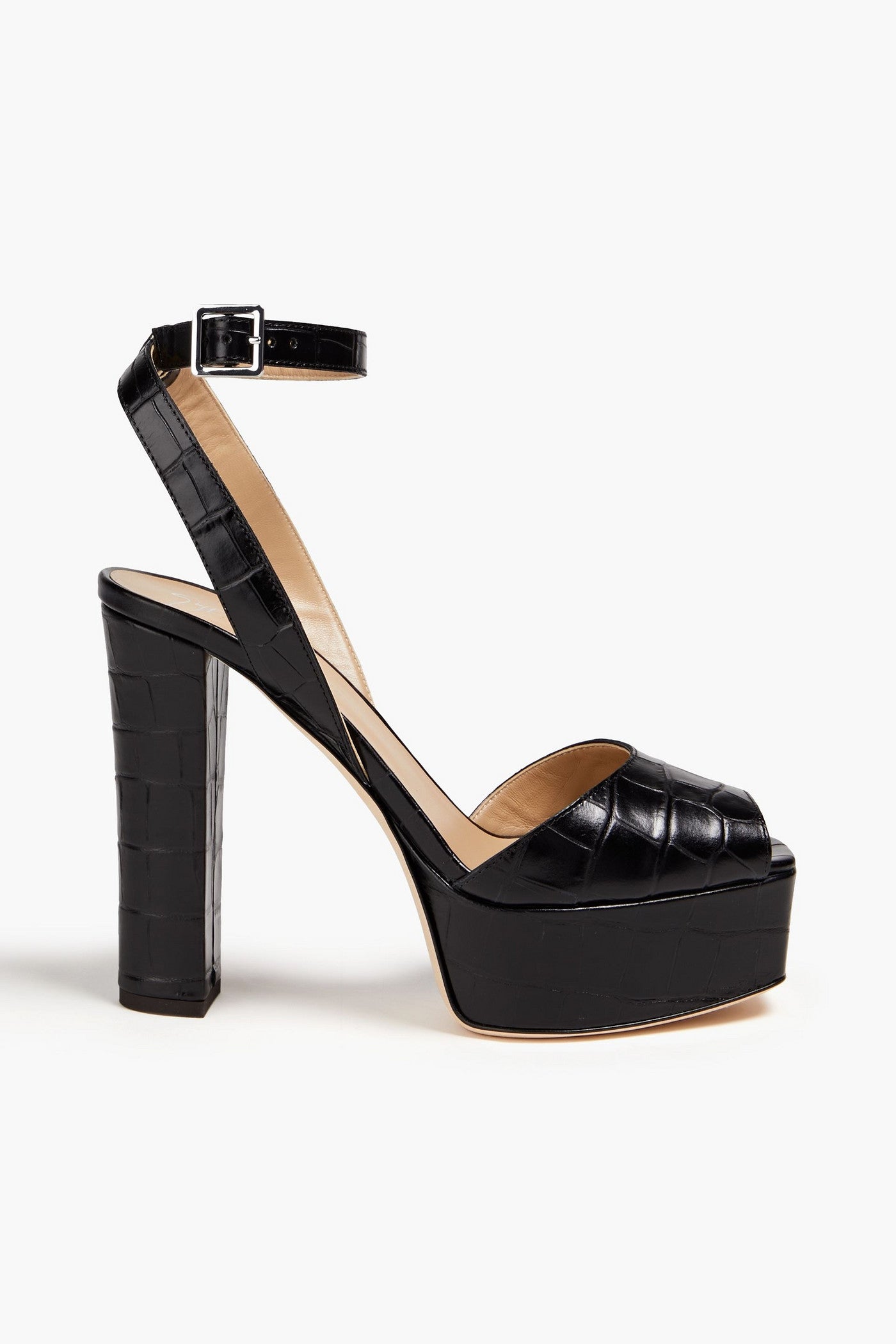 Giuseppe Zanotti Betty Croc-Effect Leather Platform Sandals Black Women's