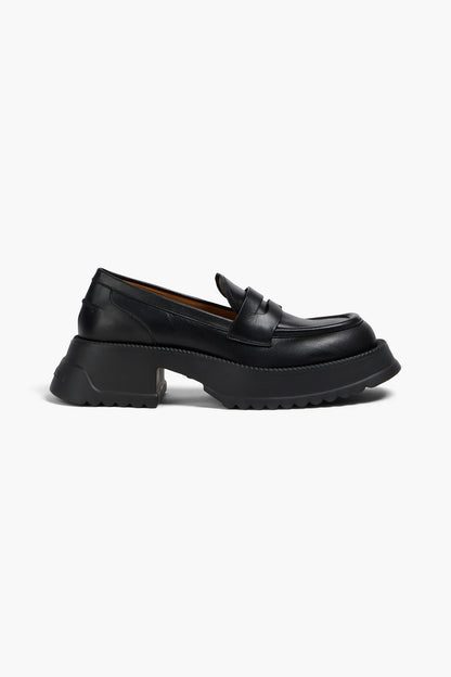 Marni Leather Platform Loafers Black Women's