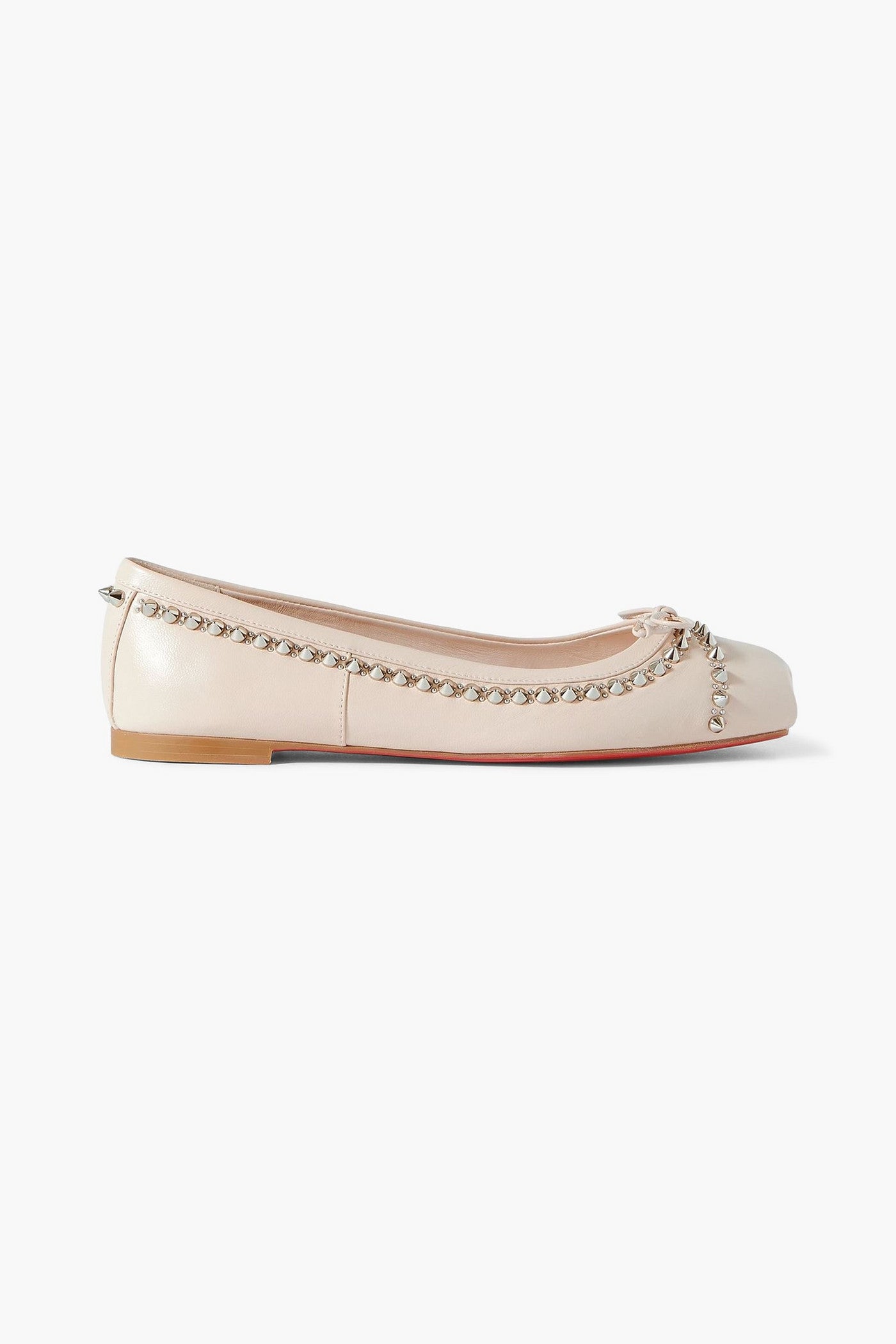 Christian Louboutin Mamadrague Spiked Leather Ballet Flats Pastel Pink Women's