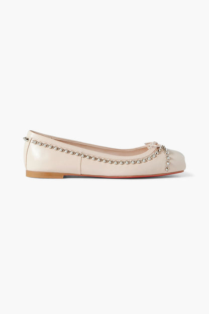 Christian Louboutin Mamadrague Spiked Leather Ballet Flats Pastel Pink Women's