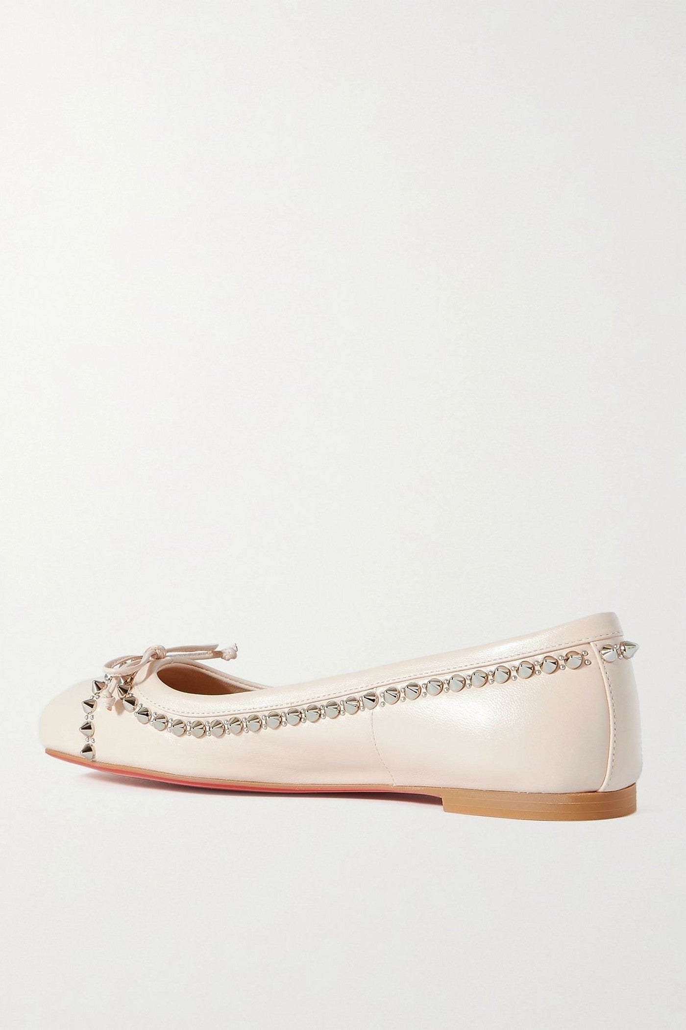 Christian Louboutin Mamadrague Spiked Leather Ballet Flats Pastel Pink Women's