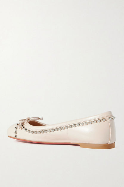 Christian Louboutin Mamadrague Spiked Leather Ballet Flats Pastel Pink Women's