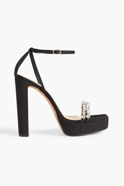 Alexandre Birman Agnes Crystal-Embellished Faille Platform Sandals Black Women's