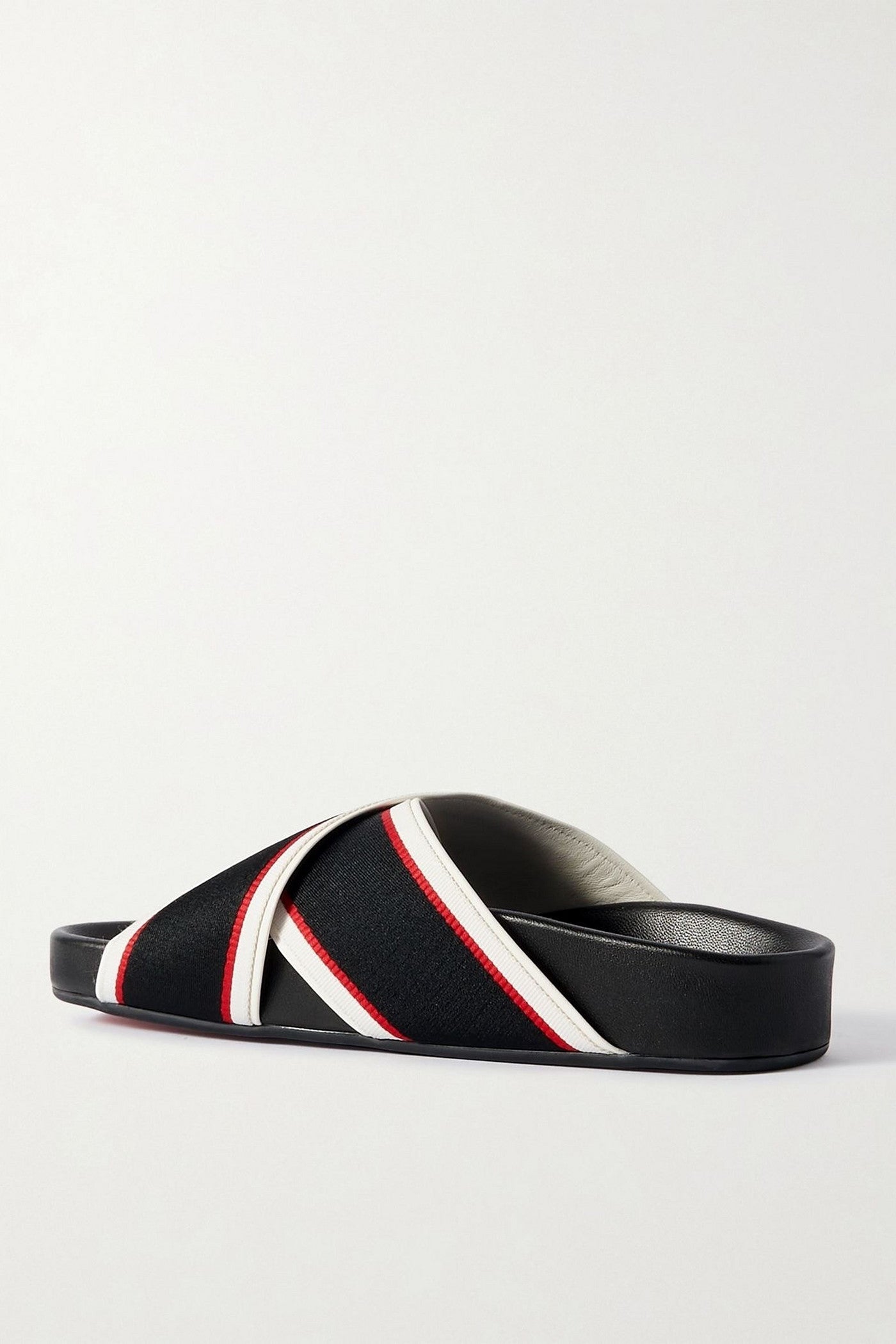 Christian Louboutin Hot Cross Bizz Striped Grosgrain Slides Black Women's