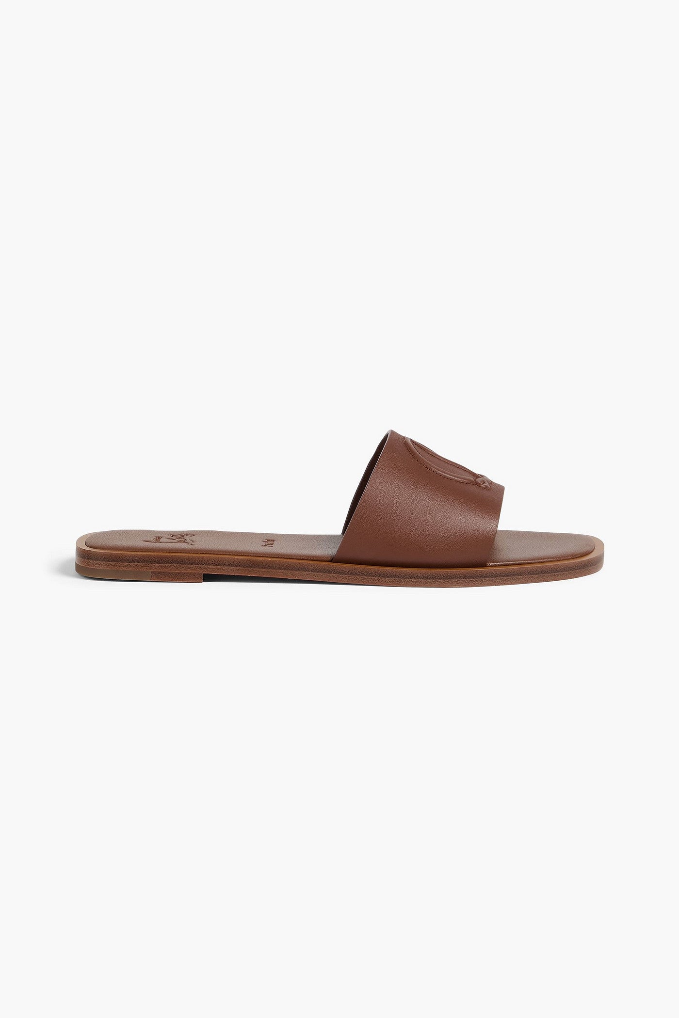 Christian Louboutin Cl Logo-Embossed Leather Slides Brown Women's
