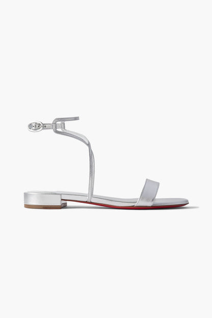 Christian Louboutin Miss Choca Metallic Leather Sandals Silver Women's