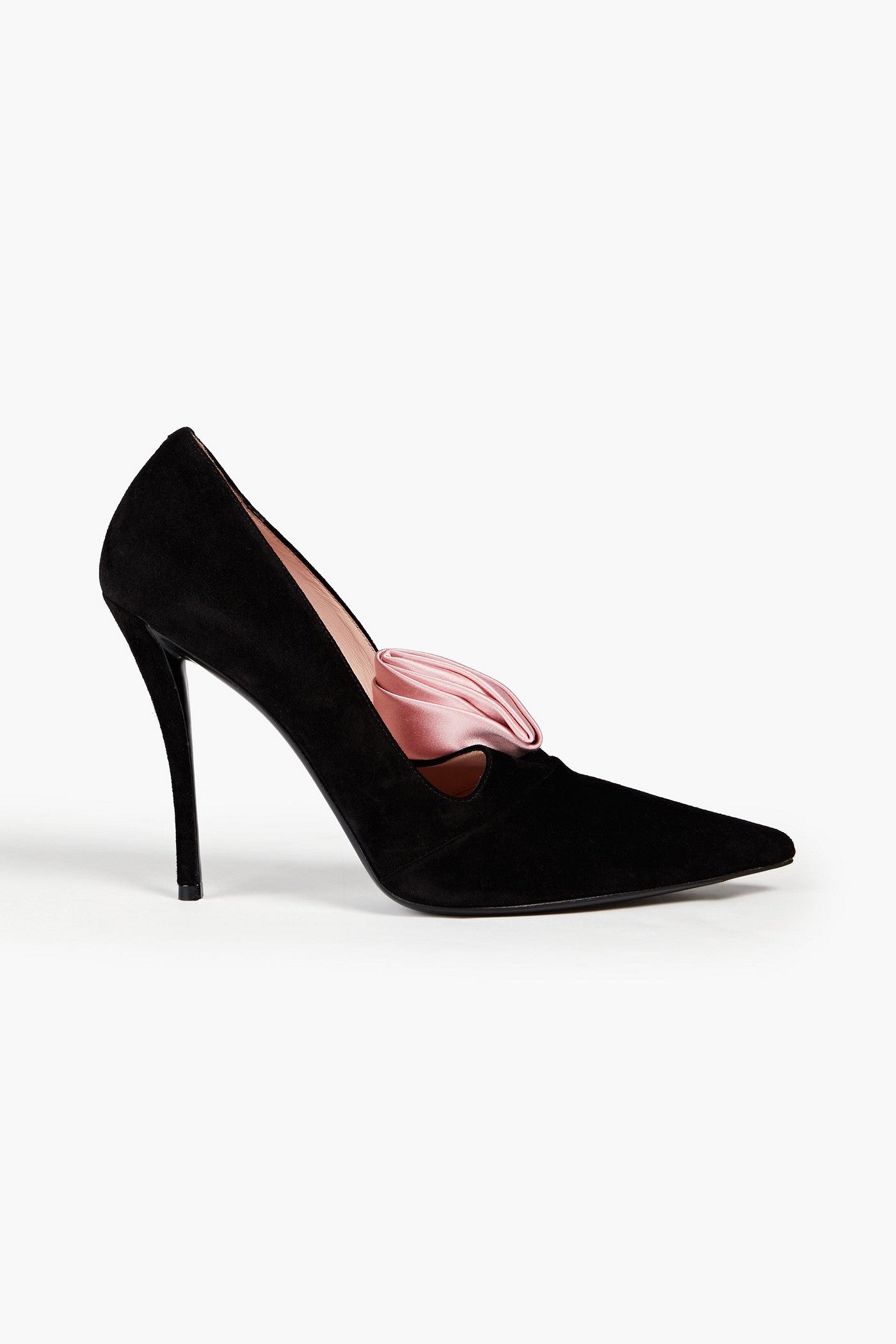Roger Vivier Sin Rose 'n Roll Appliqud Suede Pumps Black Women's