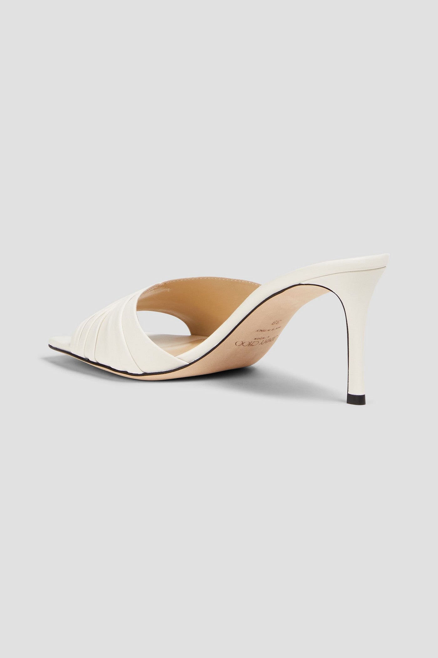 Jimmy Choo Basil 75 Ruched Leather Mules Ecru Women's