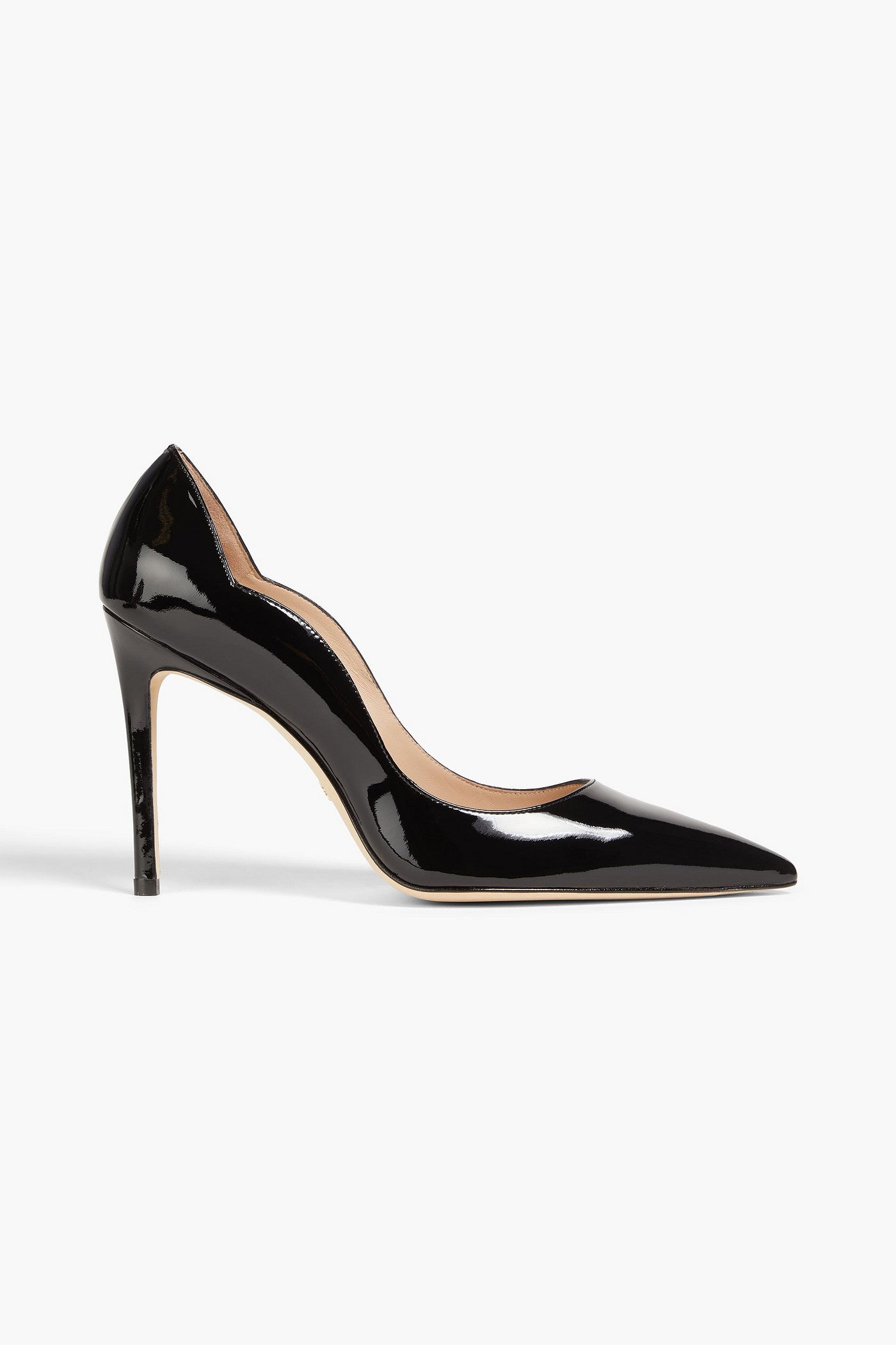 Stuart Weitzman Stuart 100 Scalloped Patent-Leather Pumps Black Women's