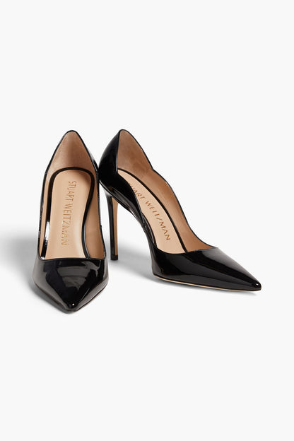 Stuart Weitzman Stuart 100 Scalloped Patent-Leather Pumps Black Women's