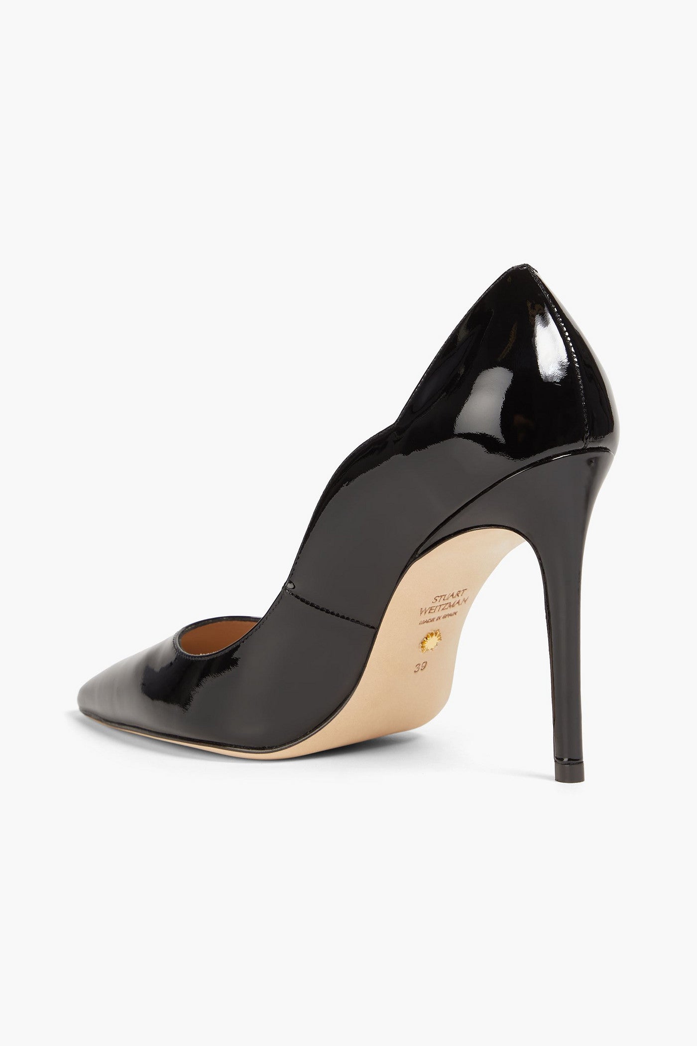 Stuart Weitzman Stuart 100 Scalloped Patent-Leather Pumps Black Women's