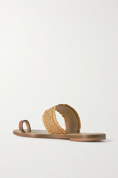 Amanu Shela Woven Raffia And Leather Sandals Sand Women's