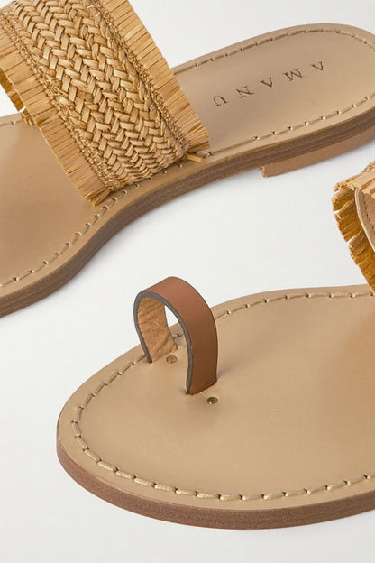 Amanu Shela Woven Raffia And Leather Sandals Sand Women's
