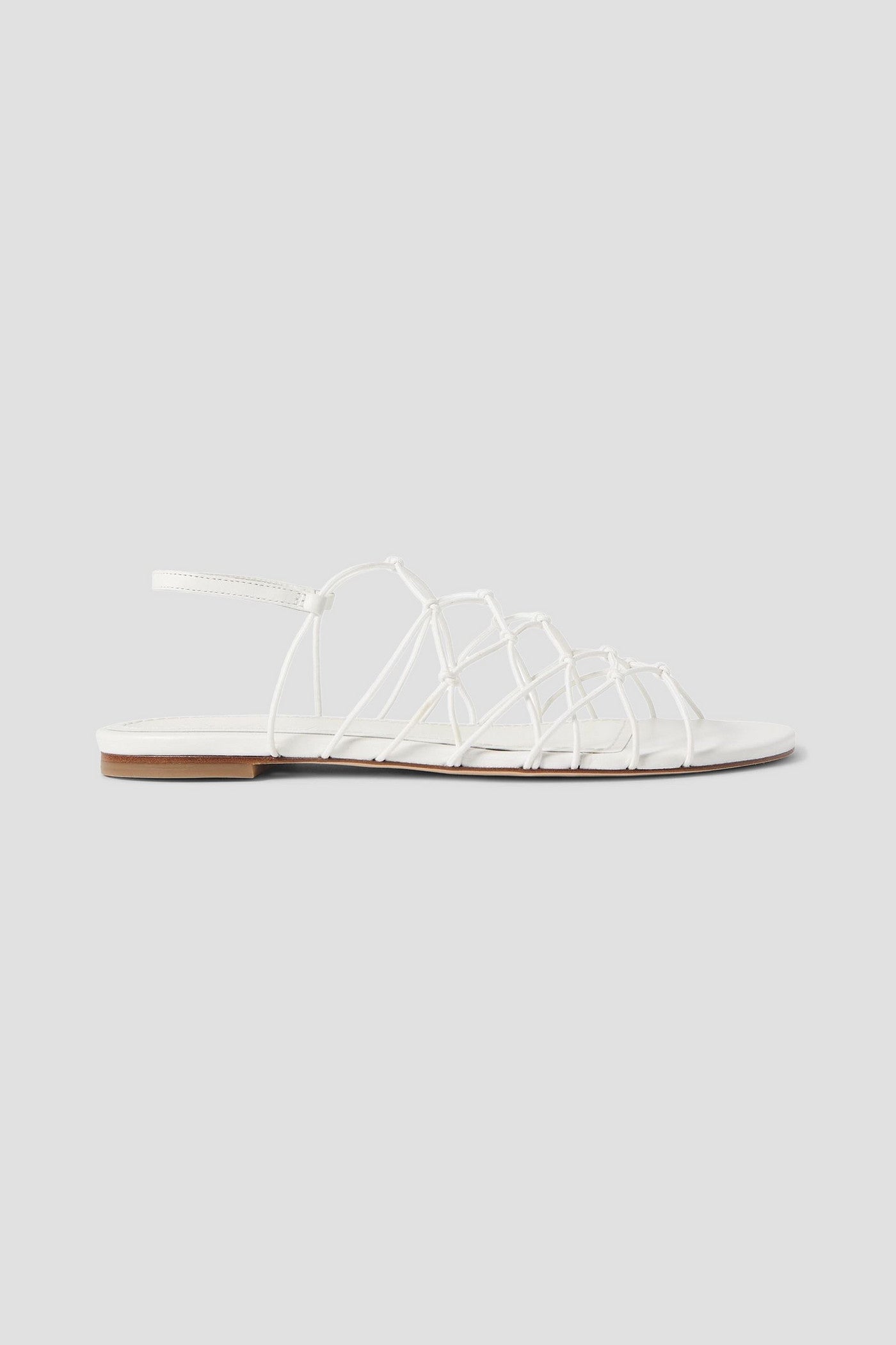 Staud Gio Knotted Elastic And Leather Sandals White Women's