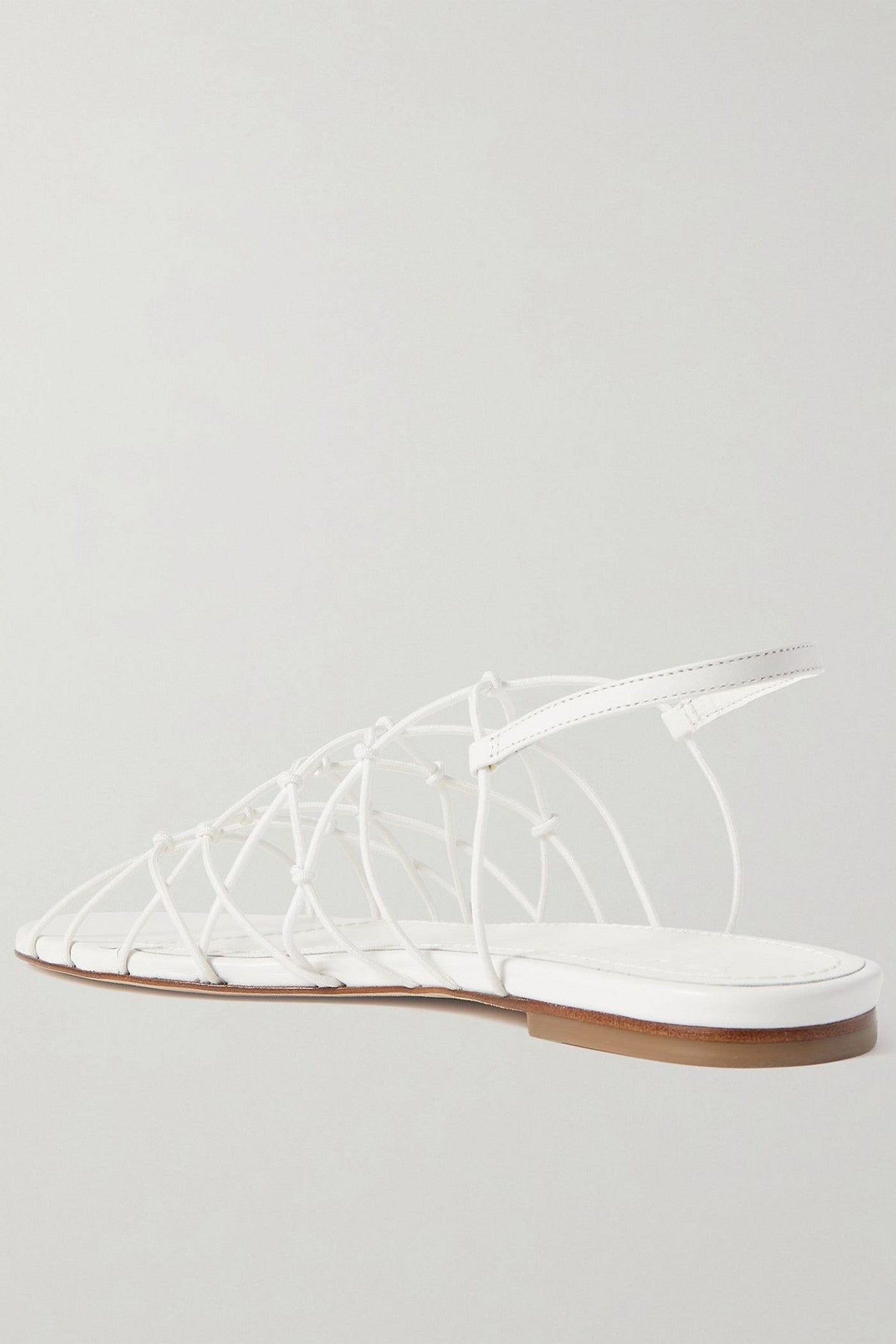 Staud Gio Knotted Elastic And Leather Sandals White Women's