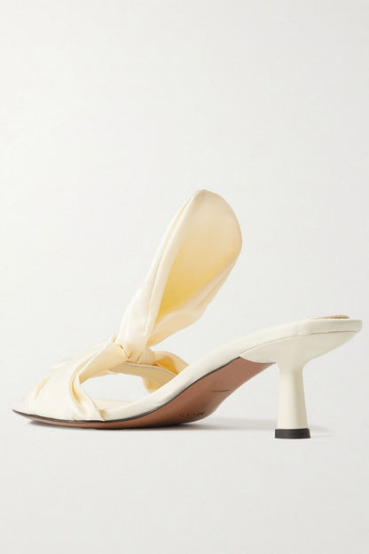 Neous Diana Bow-Detailed Satin Sandals Pastel Yellow Women's