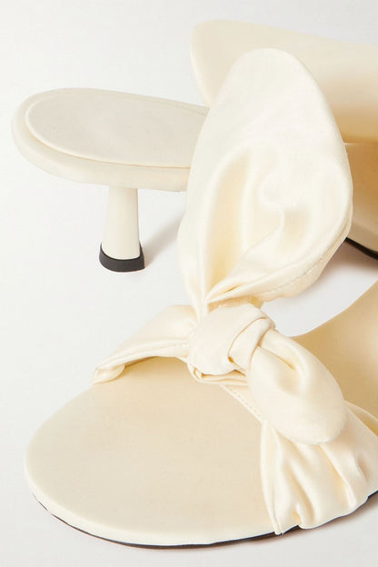 Neous Diana Bow-Detailed Satin Sandals Pastel Yellow Women's