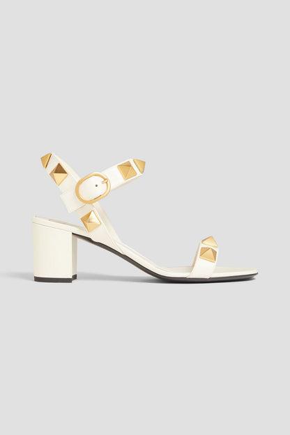 Valentino Garavani Roman Stud Leather Sandals Ivory Women's