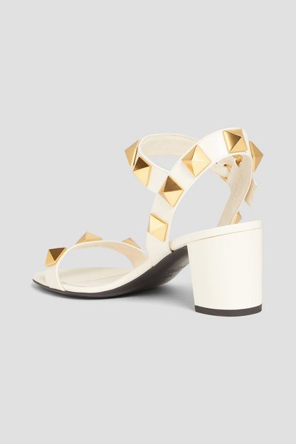 Valentino Garavani Roman Stud Leather Sandals Ivory Women's