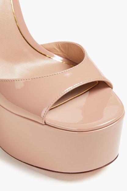 Valentino Garavani Tan-Go Patent-Leather Platform Sandals Neutral Women's